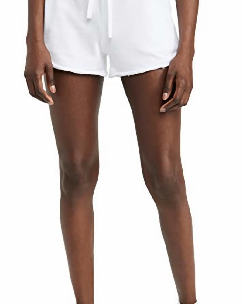 Front of a model wearing a size XLarge Zuri Terry Short In White in White by Z Supply. | dia_product_style_image_id:356677